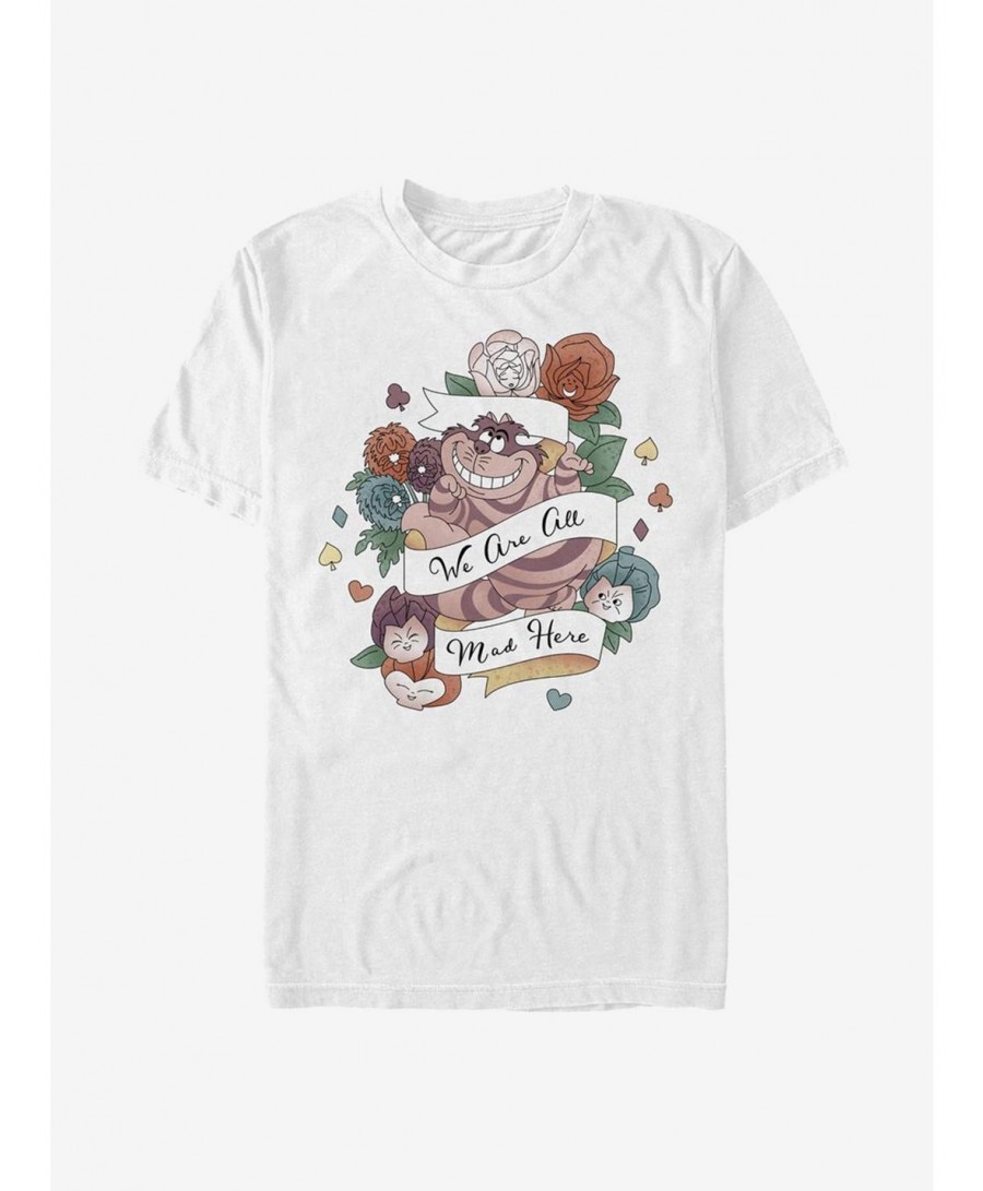 Flash Sale Disney Alice In Wonderland Cheshire Banner Tattoo T-Shirt $11.95 T-Shirts