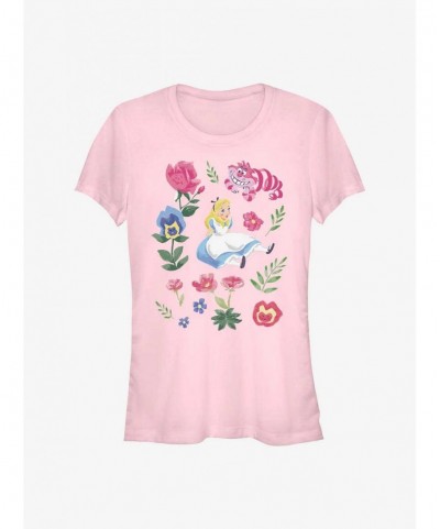 Big Sale Disney Alice In Wonderland Friends Flowers Girls T-Shirt $7.47 T-Shirts