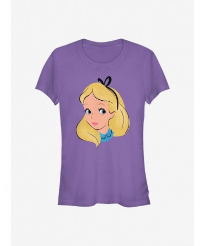 Bestselling Disney Alice In Wonderland Big Face Girls T-Shirt $11.45 T-Shirts