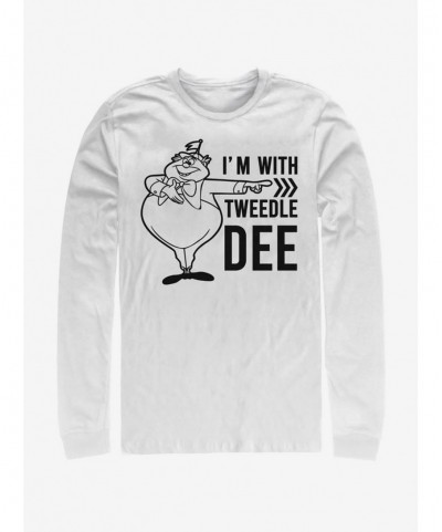 Discount Sale Disney Alice In Wonderland I'm With Tweedle Dee Long-Sleeve T-Shirt $10.20 T-Shirts