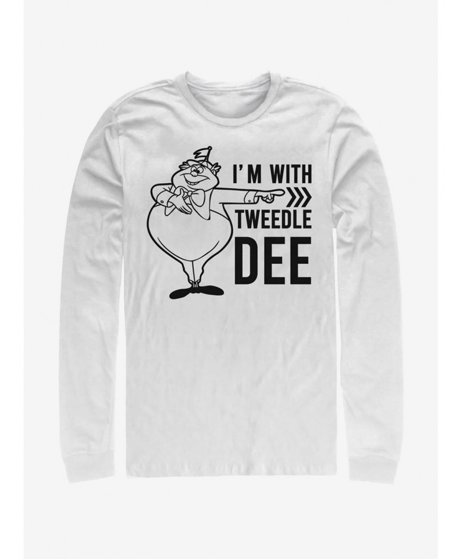 Discount Sale Disney Alice In Wonderland I'm With Tweedle Dee Long-Sleeve T-Shirt $10.20 T-Shirts