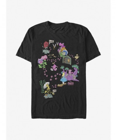 Flash Deal Disney Alice In Wonderland Cheshire Map T-Shirt $8.60 T-Shirts