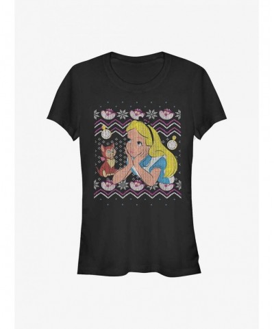 Crazy Deals Disney Alice In Wonderland Ugly Sweater Girls T-Shirt $11.21 T-Shirts