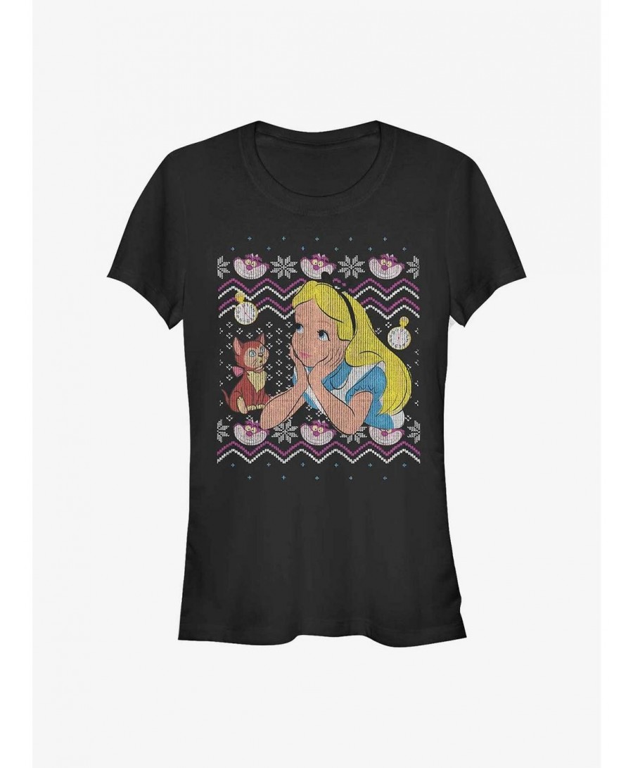 Crazy Deals Disney Alice In Wonderland Ugly Sweater Girls T-Shirt $11.21 T-Shirts