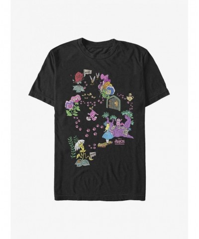 Cheap Sale Extra Soft Disney Alice in Wonderland Chesire Map T-Shirt $10.17 T-Shirts