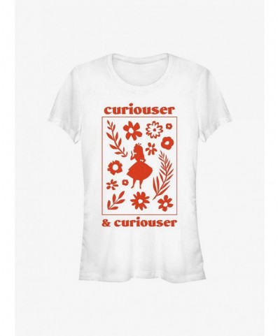 Seasonal Sale Disney Alice In Wonderland Curiouser and Curiouser Girls T-Shirt $10.21 T-Shirts