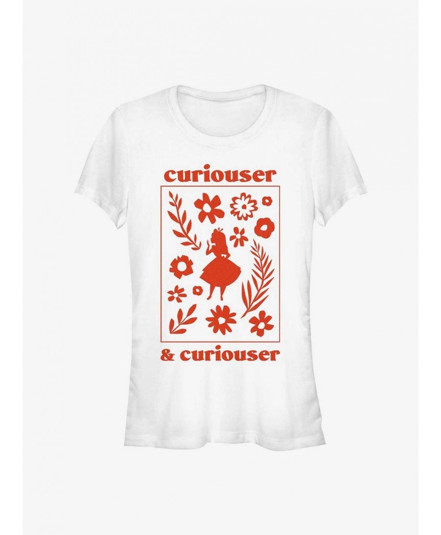 Seasonal Sale Disney Alice In Wonderland Curiouser and Curiouser Girls T-Shirt $10.21 T-Shirts