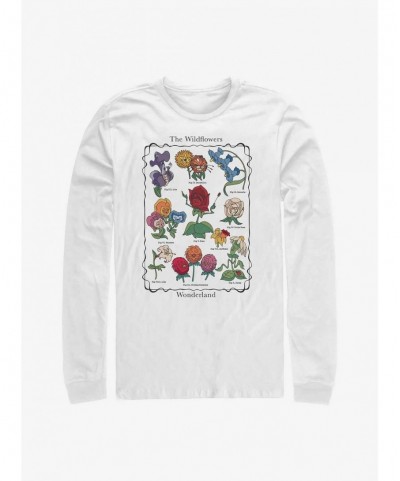 Big Sale Disney Alice in Wonderland Wildflowers Chart Long-Sleeve T-Shirt $16.45 T-Shirts