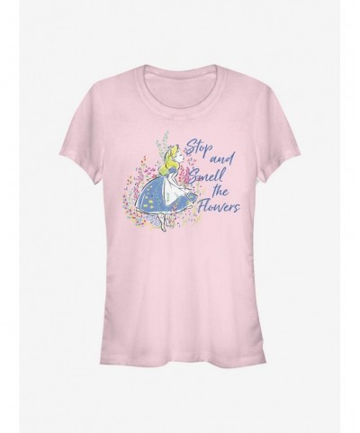 Value Item Disney Alice In Wonderland Smell The Flowers Girls T-Shirt $10.96 T-Shirts