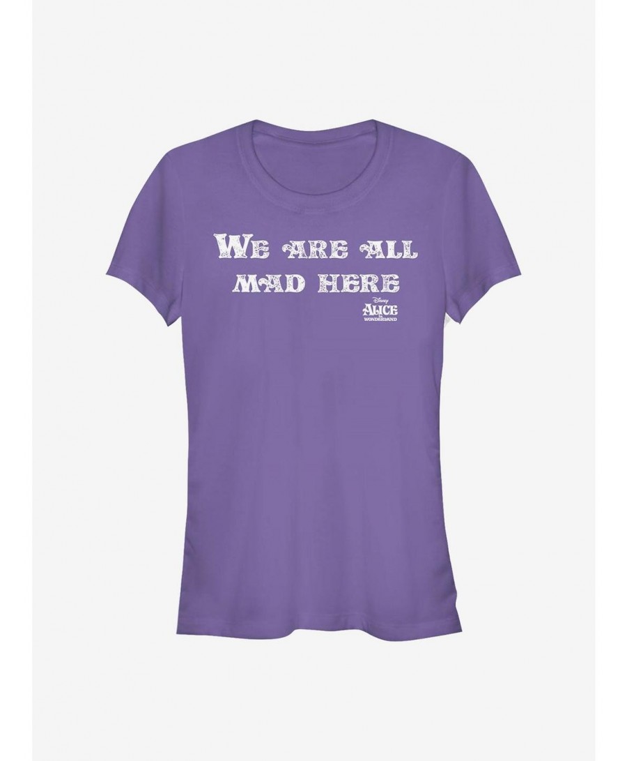 Flash Sale Disney Alice In Wonderland All Mad Here Girls T-Shirt $10.21 T-Shirts