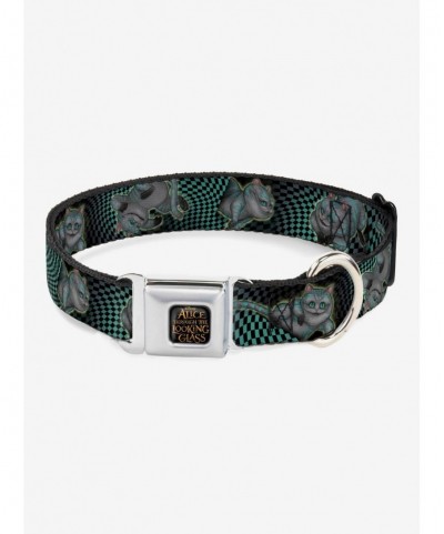 Limited Time Special Disney Alice In Wonderland Cheshire Cat 4 Poses Checkers Seatbelt Buckle Dog Collar $11.45 Pet Collars