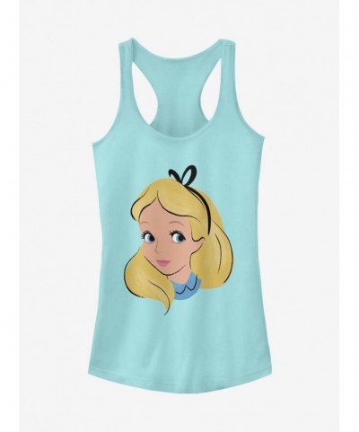 Discount Disney Alice In Wonderland Big Face Girls Tank $11.45 Tanks