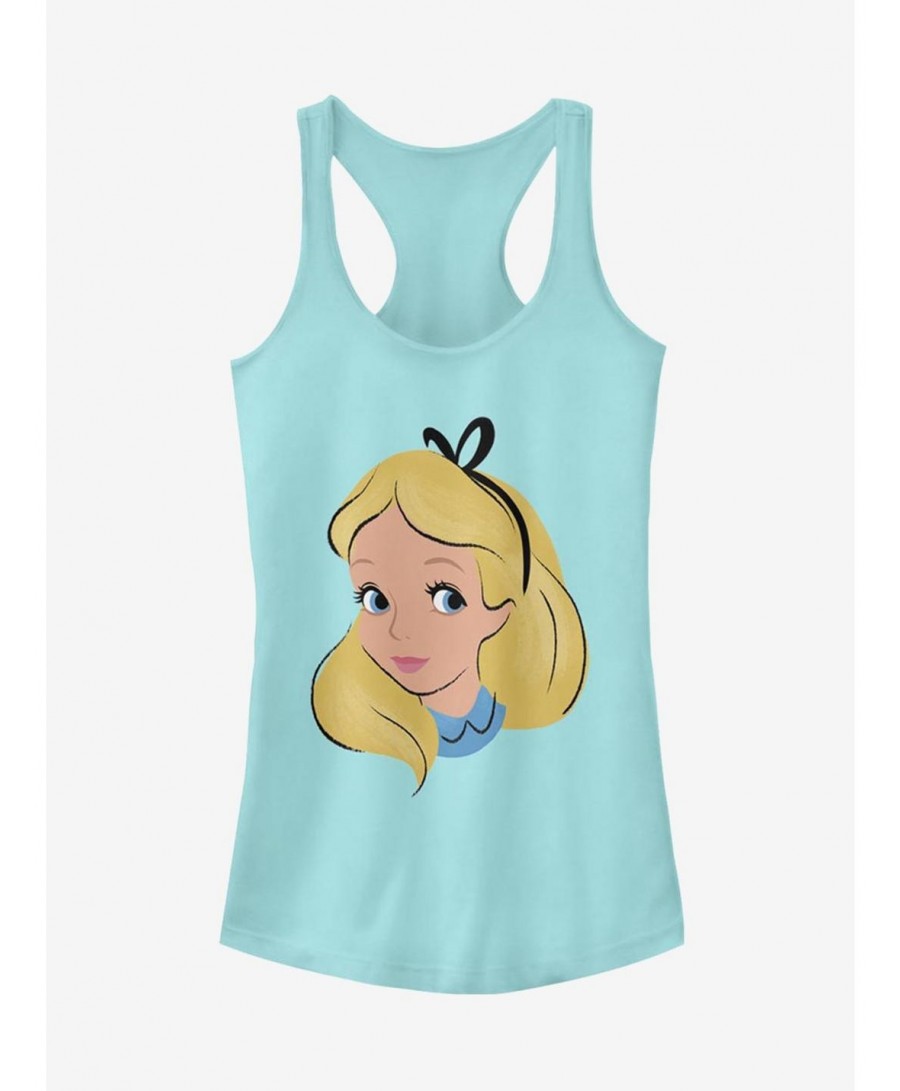 Discount Disney Alice In Wonderland Big Face Girls Tank $11.45 Tanks