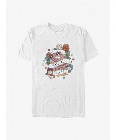 Cheap Sale Disney Alice in Wonderland Cheshire Mad Here Banner Tattoo Big & Tall T-Shirt $13.75 T-Shirts