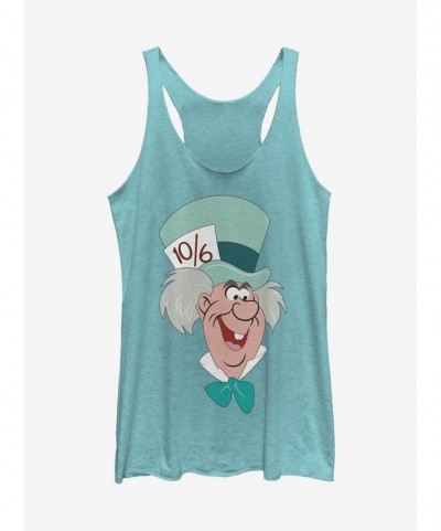 Hot Sale Disney Alice In Wonderland Mad Hatter Big Face Girls Tank $11.66 Tanks