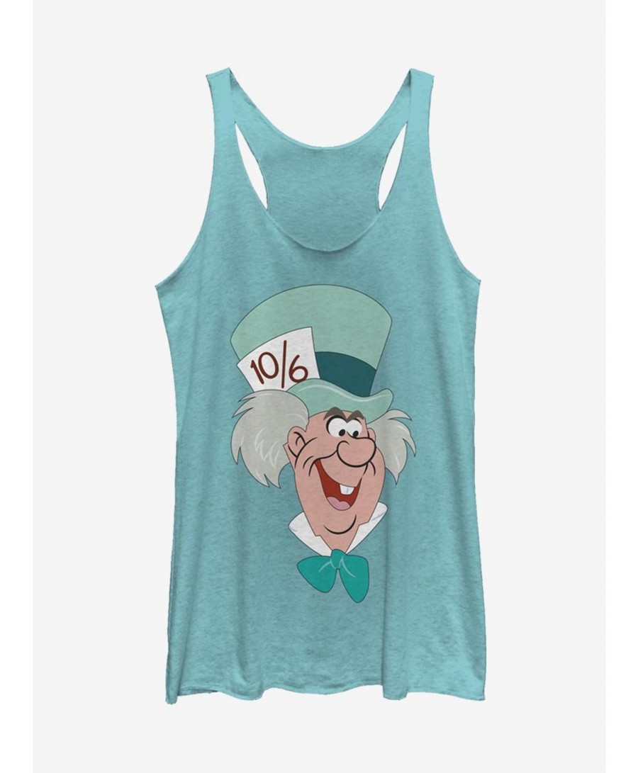 Hot Sale Disney Alice In Wonderland Mad Hatter Big Face Girls Tank $11.66 Tanks