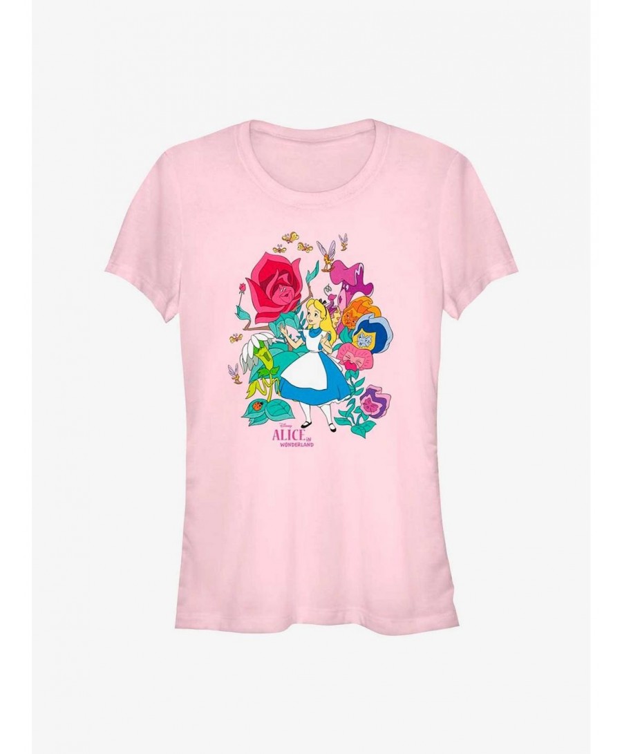 Discount Sale Disney Alice In Wonderland Floral Forest Girls T-Shirt $12.20 T-Shirts