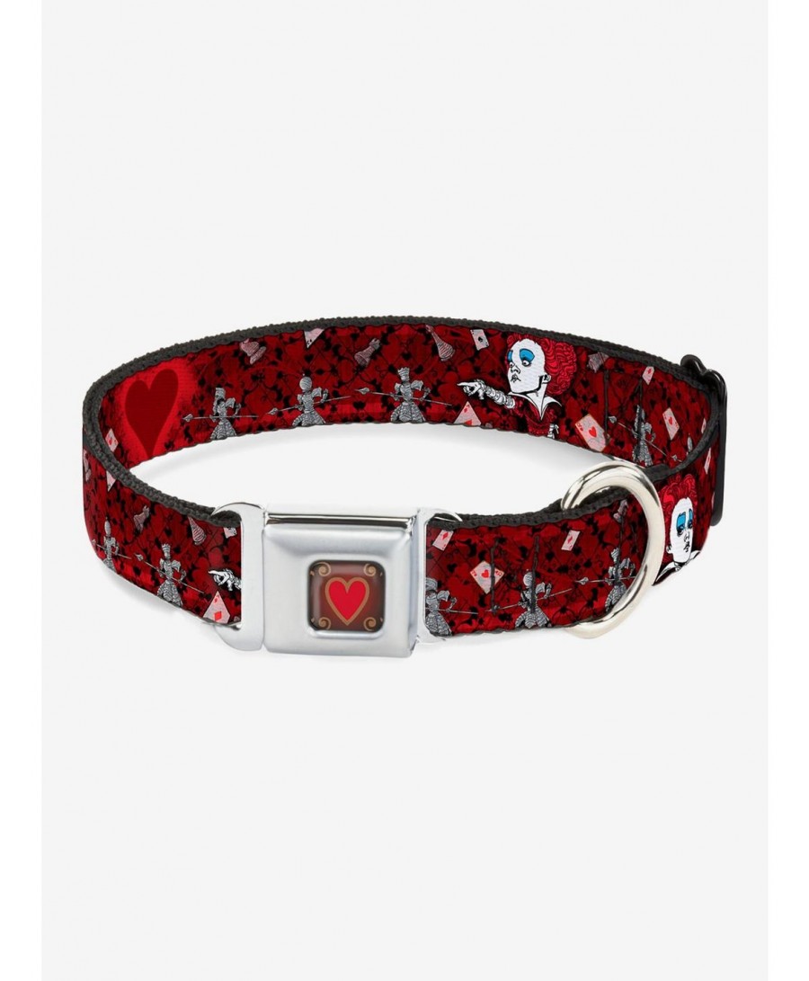 Fashion Disney Alice In Wonderland Queen Of Hearts Poses Seatbelt Buckle Dog Collar $11.70 Pet Collars