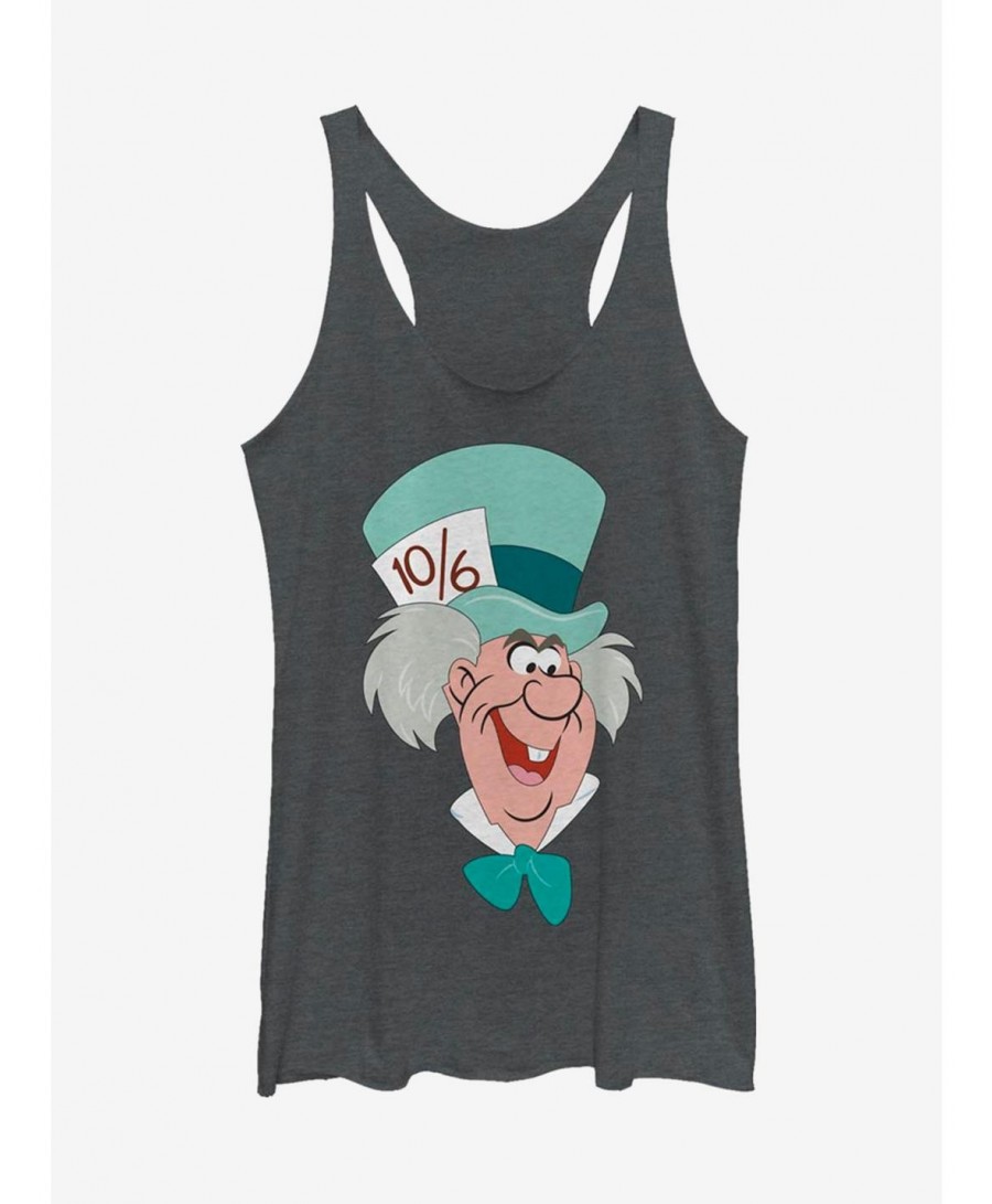 Fashion Disney Alice In Wonderland Mad Hatter Big Face Girls Tank $11.40 Tanks