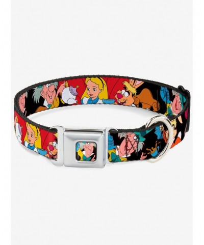 Cheap Sale Disney Alice in Wonderland Mad Hatters Tea Party Poses Seatbelt Buckle Dog Collar $9.16 Pet Collars