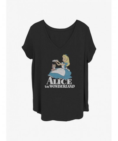 Clearance Disney Alice In Wonderland Alice and Dinah Girls T-Shirt Plus Size $11.56 T-Shirts