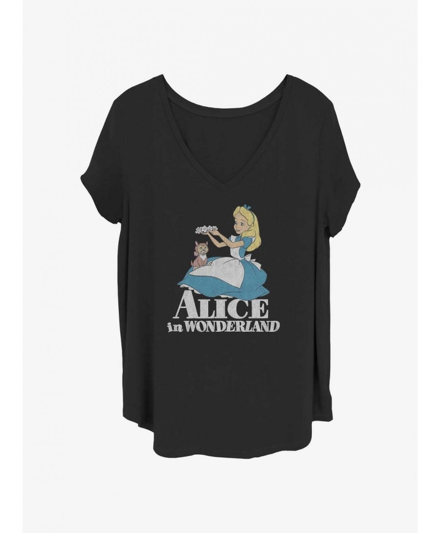 Clearance Disney Alice In Wonderland Alice and Dinah Girls T-Shirt Plus Size $11.56 T-Shirts