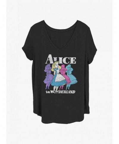 Hot Sale Disney Alice In Wonderland Trippy Alice Girls T-Shirt Plus Size $8.67 T-Shirts