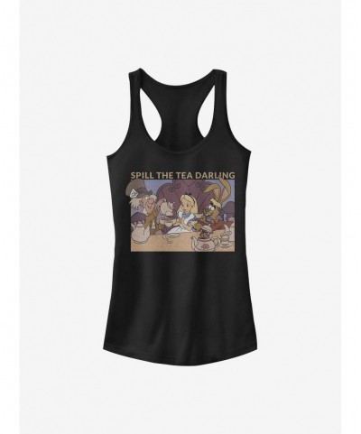 Flash Sale Disney Alice In Wonderland Spill The Tea Girls Tank $9.46 Tanks