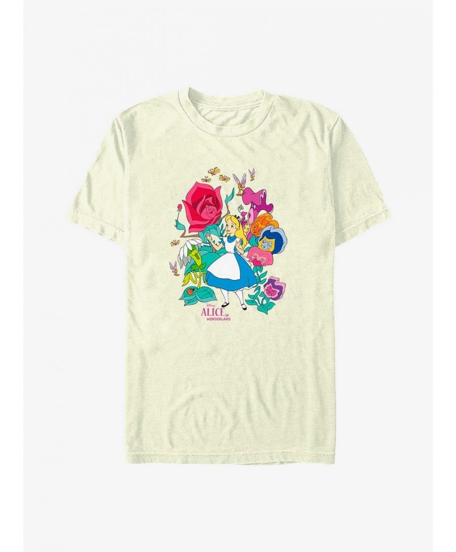 Hot Selling Disney Alice In Wonderland Floral Forest T-Shirt $11.47 T-Shirts