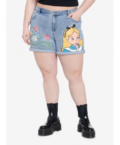 Unique Disney Alice In Wonderland Flowers Mom Shorts Plus Size $15.97 Shorts