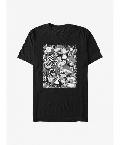 Unique Disney Alice in Wonderland Grayscale Poster Big & Tall T-Shirt $13.75 T-Shirts