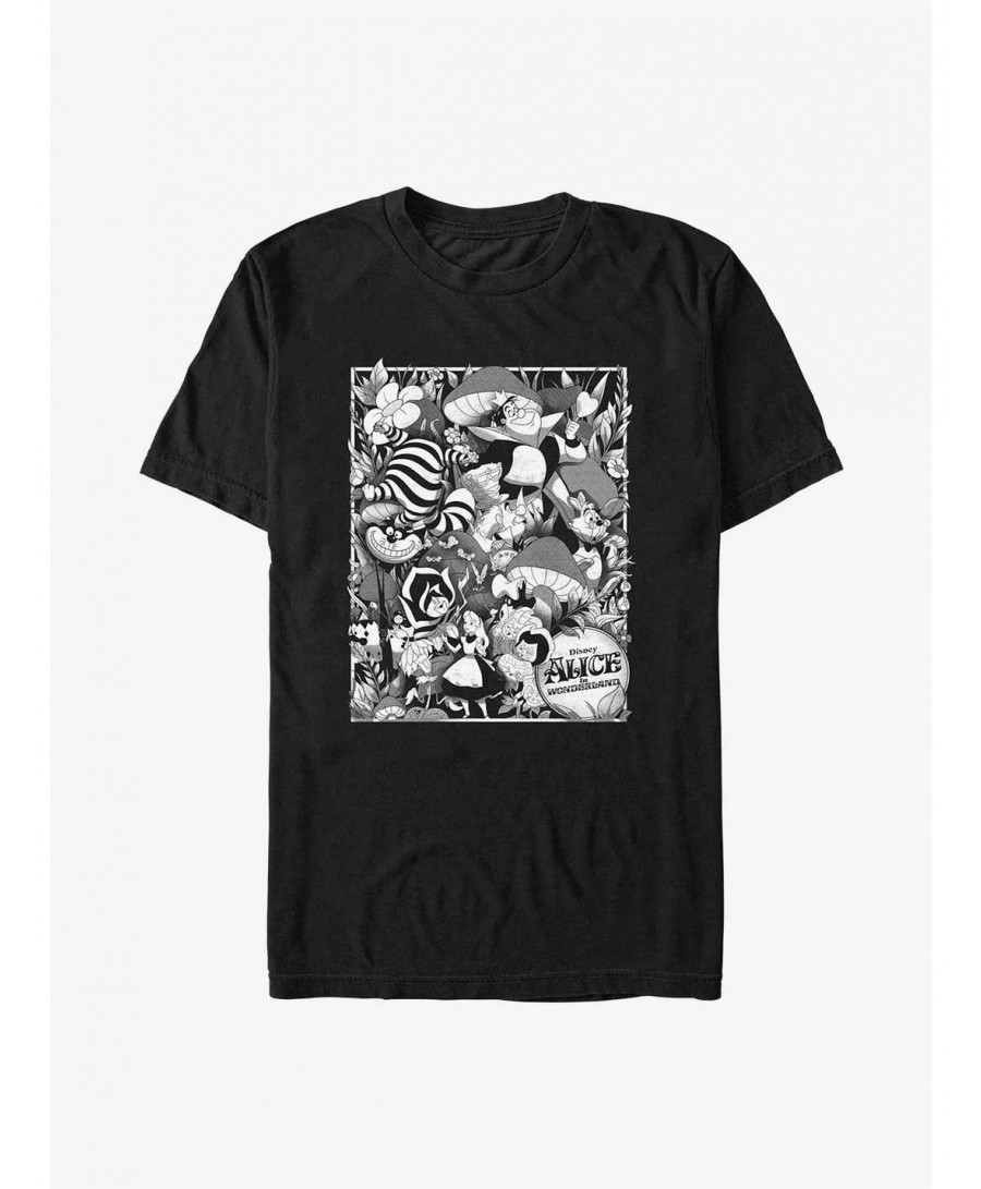 Unique Disney Alice in Wonderland Grayscale Poster Big & Tall T-Shirt $13.75 T-Shirts