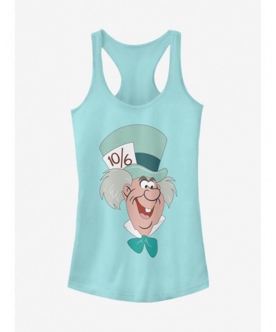 Best Deal Disney Alice In Wonderland Mad Hatter Big Face Girls Tank $12.45 Tanks