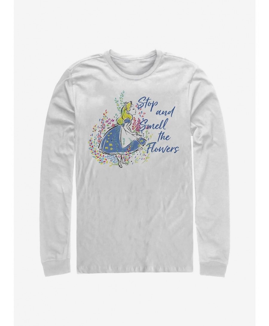 Hot Selling Disney Alice In Wonderland Smell The Flowers Long-Sleeve T-Shirt $16.45 T-Shirts