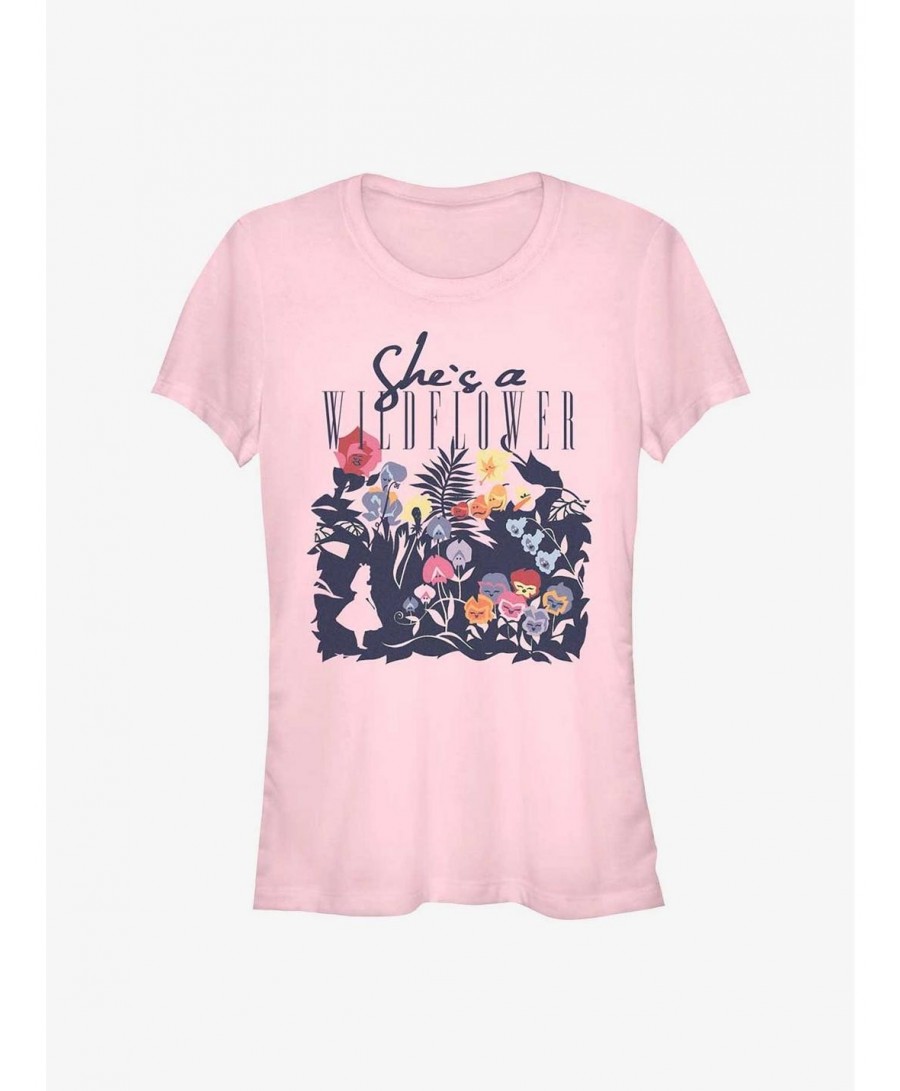 Exclusive Price Disney Alice In Wonderland She's A Wildflower Girls T-Shirt $8.72 T-Shirts